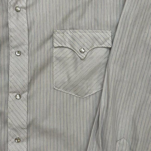 Vintage Karman Mens‎ Shirt Long Tail 17-37 Pearl Snap Striped Long Sleeve EUC - Picture 4 of 8